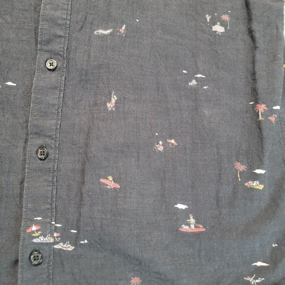 Vans Shirt Mens L Short Sleeve Button Up Black Tres Palmas Beach Scenes Print - Picture 10 of 12